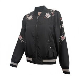 BCBGeneration Black Floral Bomber Jacket